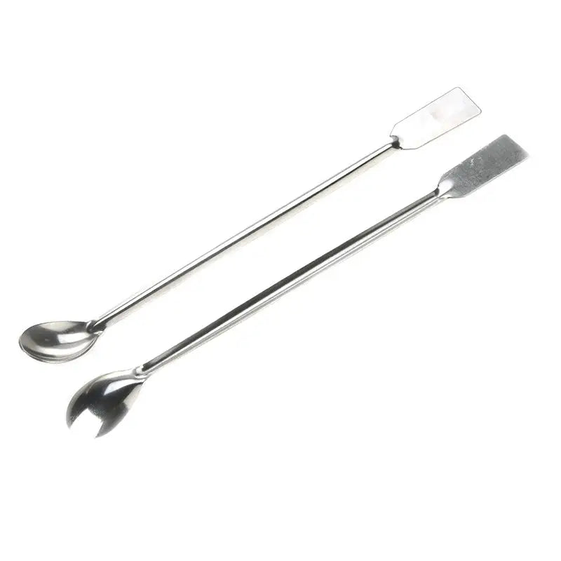 Double End Laboratory Medicine Spoon | Stainless Steel Sampling Scoop with Spatula