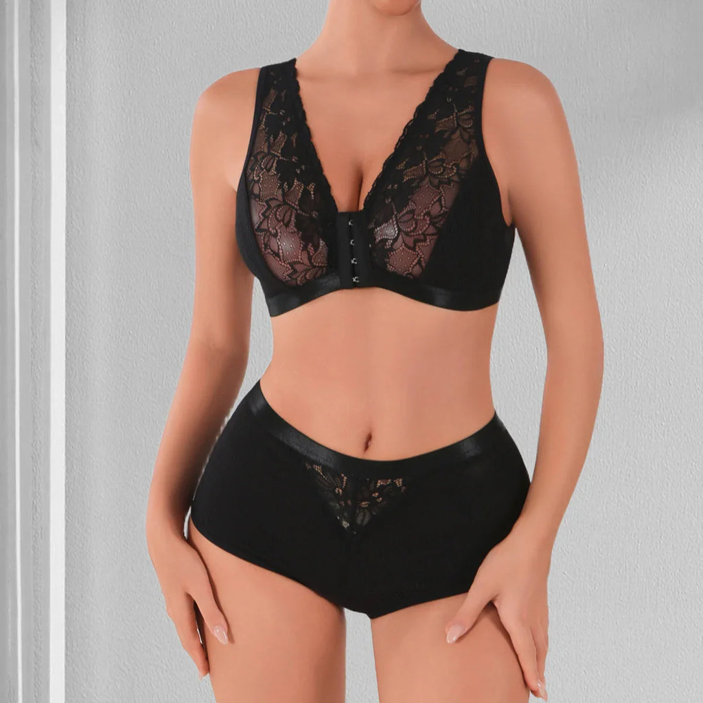 2pcs/Set Sexy Women Underwear Elegant Sexy Lingerie Sets No Pad 3/4 Cup Brassiere Breathable Women's Panties and Bras Outfits