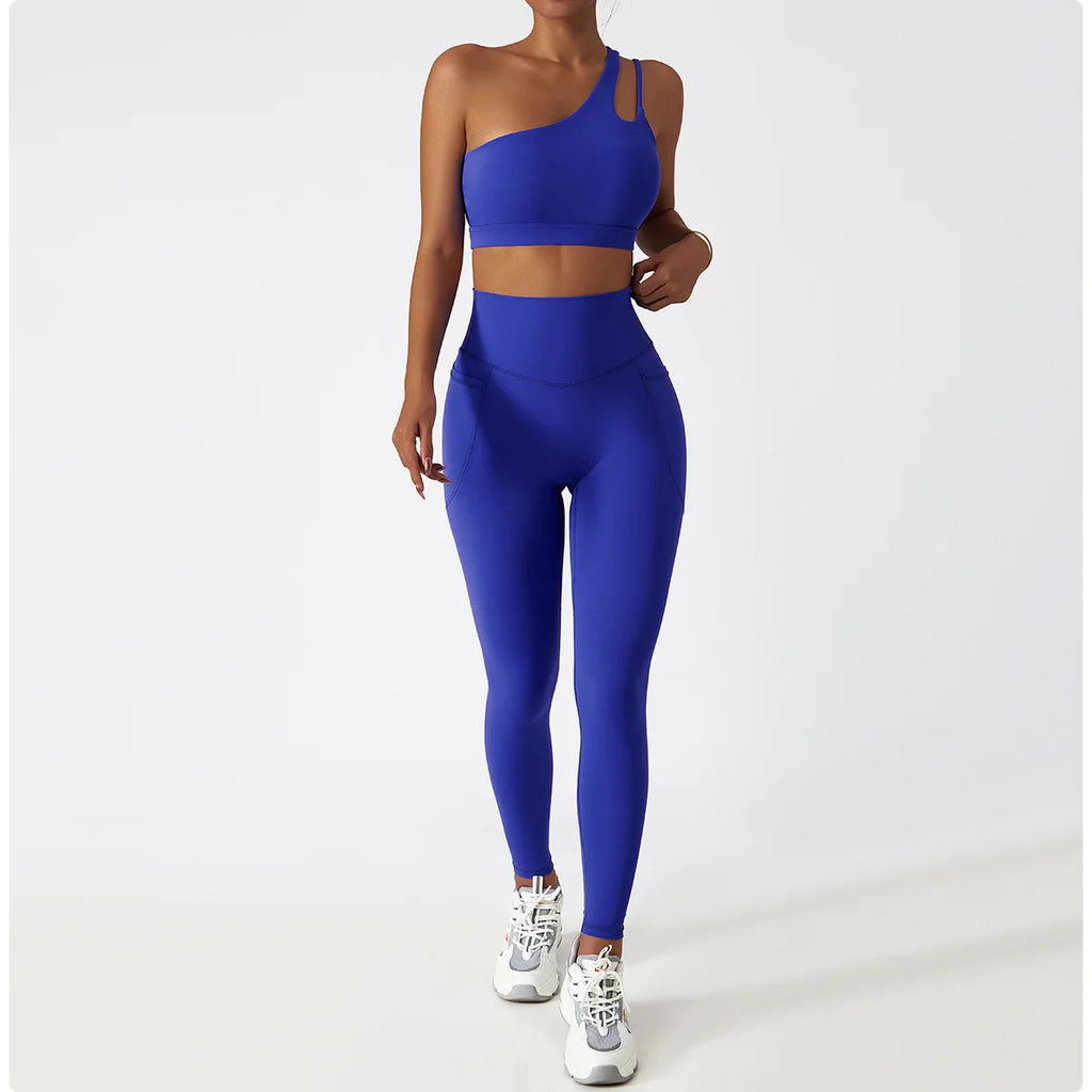 Comfort Single Strap Yoga Bra Chest Pad Running Sports Bra Gym Top Women Stretch Pull Up Underwear Women Vest Fitness Tank Top