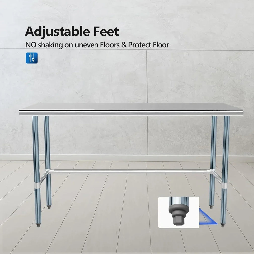 Stainless Steel Open Base Prep And Work Table For Restaurant