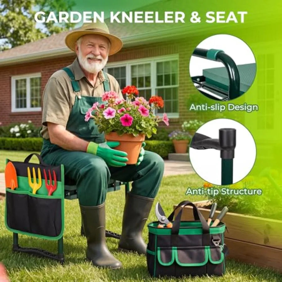 Foldable Garden Kneeler And Seat Bench With Padded Kneeling Surface