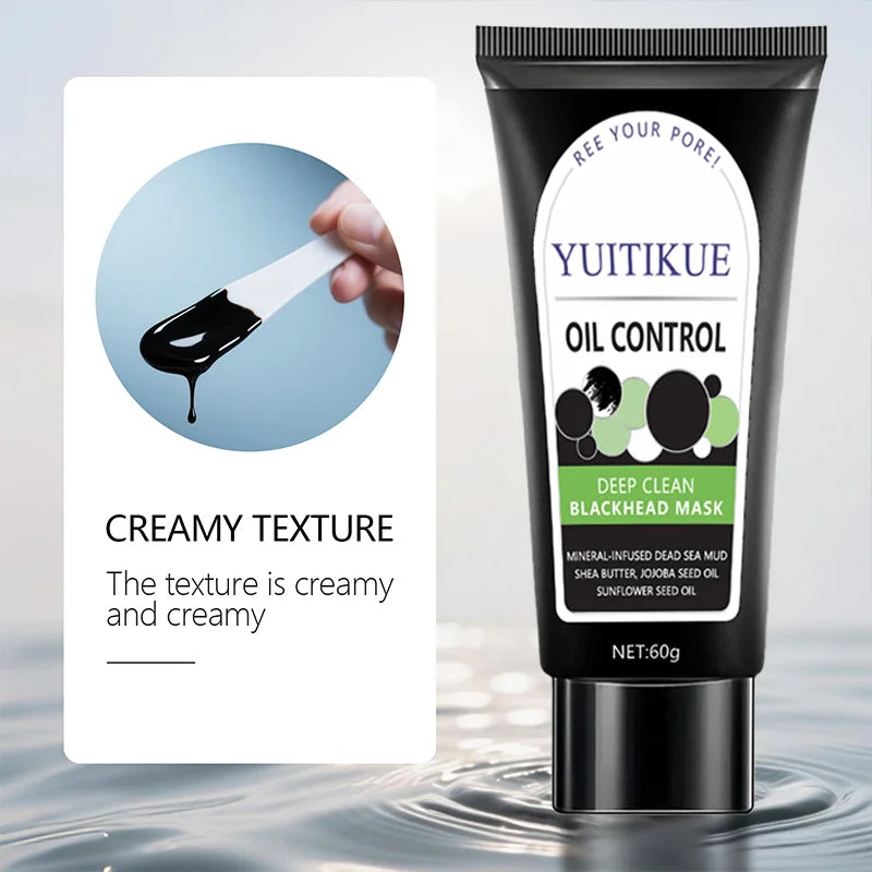 YUITIKUE Oil Control Blackhead Mask, Bamboo Charcoal Deep Clean Peel-Off, Creamy Texture Pore Cleanser, 60g