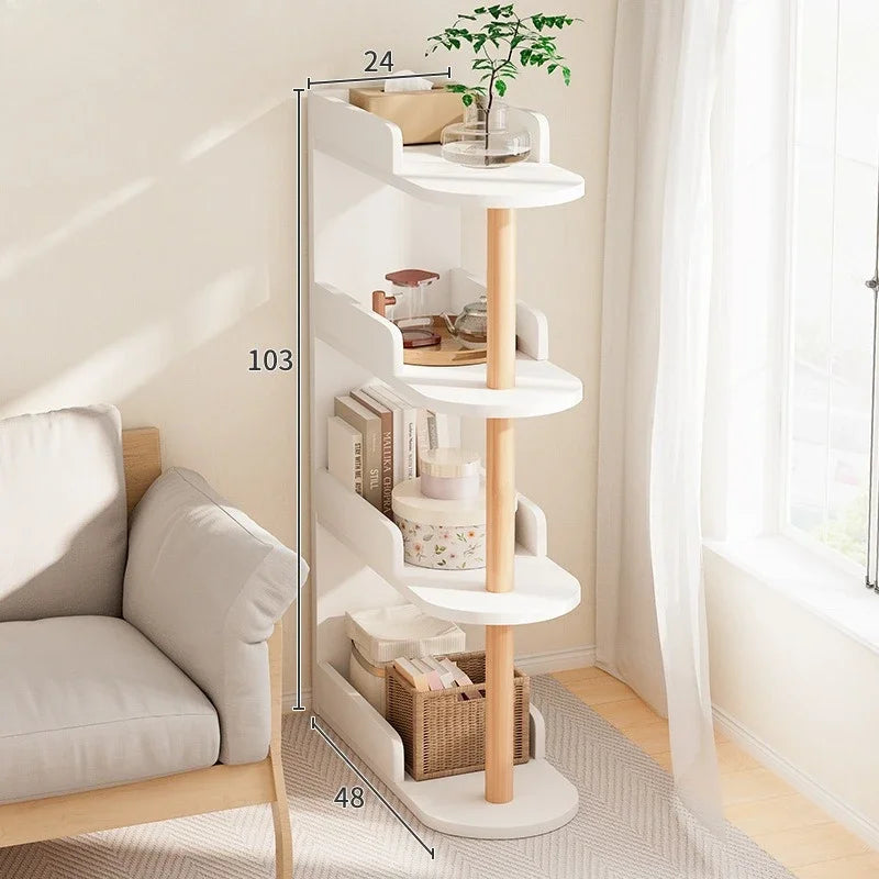 Wooden Corner Storage Bedside Table Simple Modern Multi-Layer Side Table Nightstand Cabinet Standing Bookcases Home Living Room
