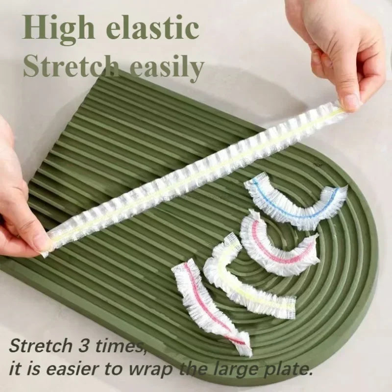 Disposable Food Cover Saran Wrap Food Grade Fruit Vegetable Storage Bag Elastic Plastic Bag Kitchen Fresh Keeping Bag