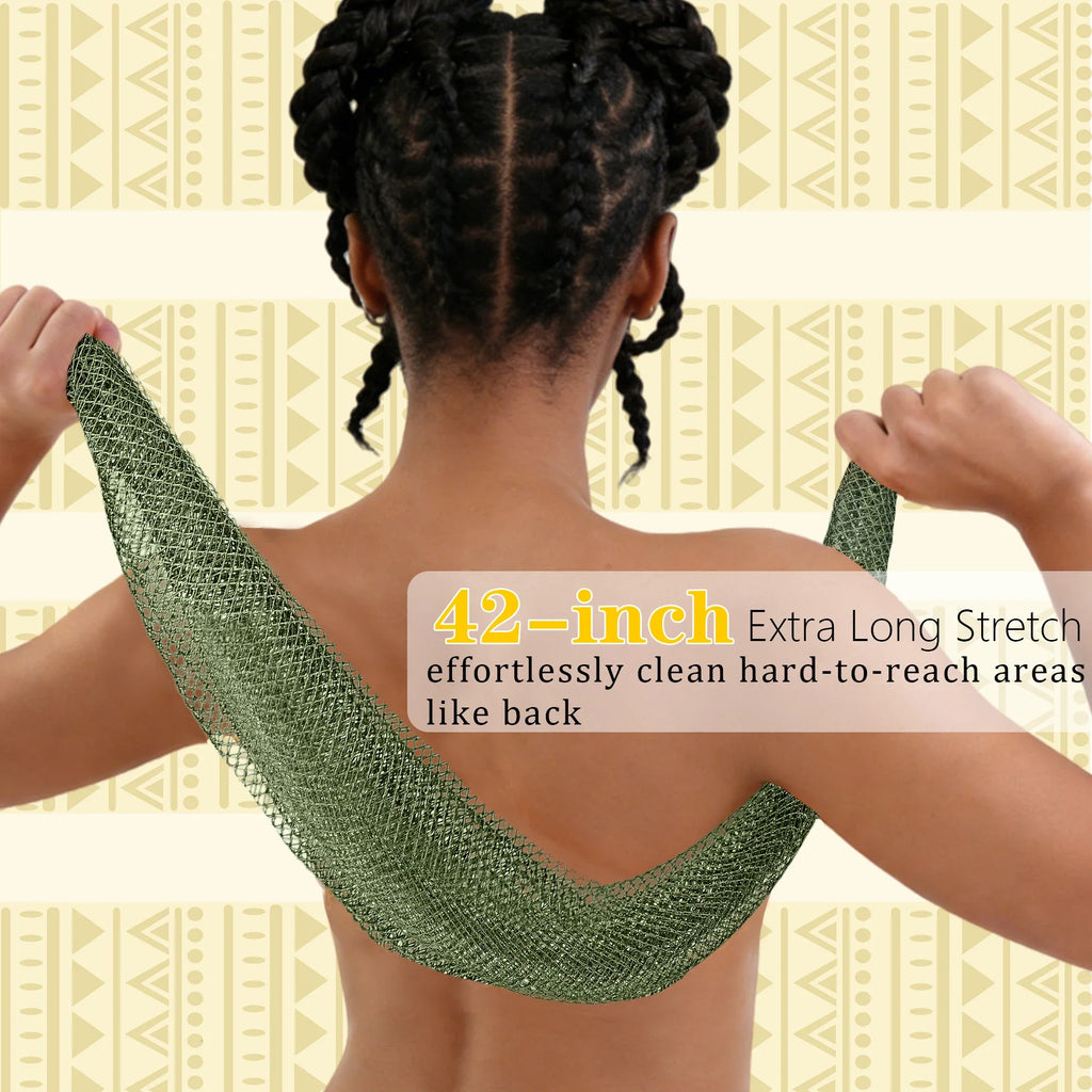 PeaKalo Authentic African Net Sponge-2Pcs Exfoliating Bath Shower Loofah Sponge, Gentle Back Scrubber for All Skin Types,Durable