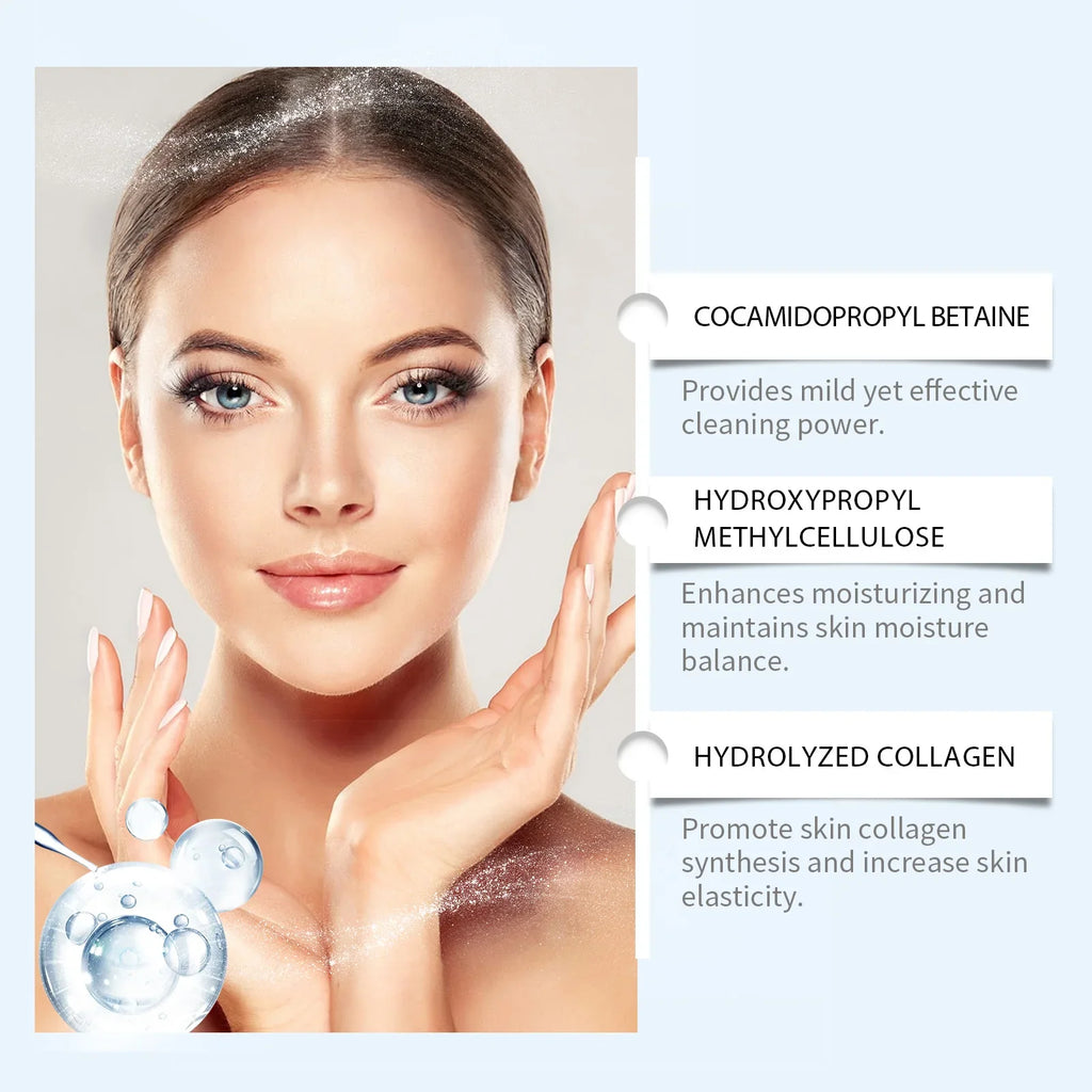 Collagen Facial Cleanser Mousse Deep Cleansing Skincare Controls Oil Moisturizing Firming Face Wash Foam Cleanser Skin Care