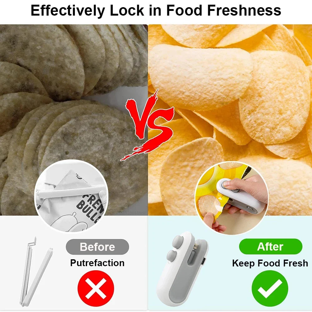 Mini Sealer Heat Bag Sealing Machine Food Package Bag Heat Sealer Rechargeable Portable Handheld Food Plastic Storage Bag Sealer