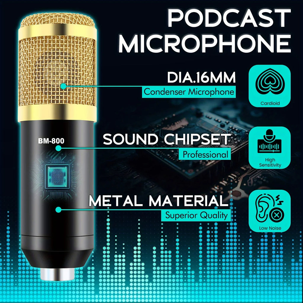 UV color stripe/dynamic microphone professional audio mixer, podcast equipment kit, condenser microphone with stand, gift, suita