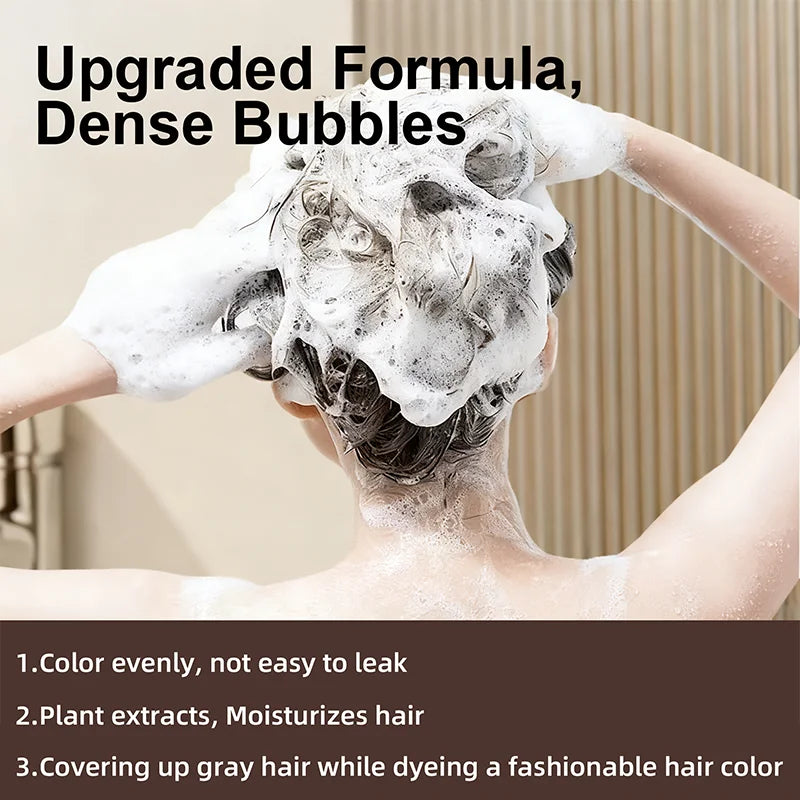 YUITIKUE Brown Hair Dye Shampoo | 4-in-1 Color, Moisturize, Nourish, Natural Ginger Formula 100ml