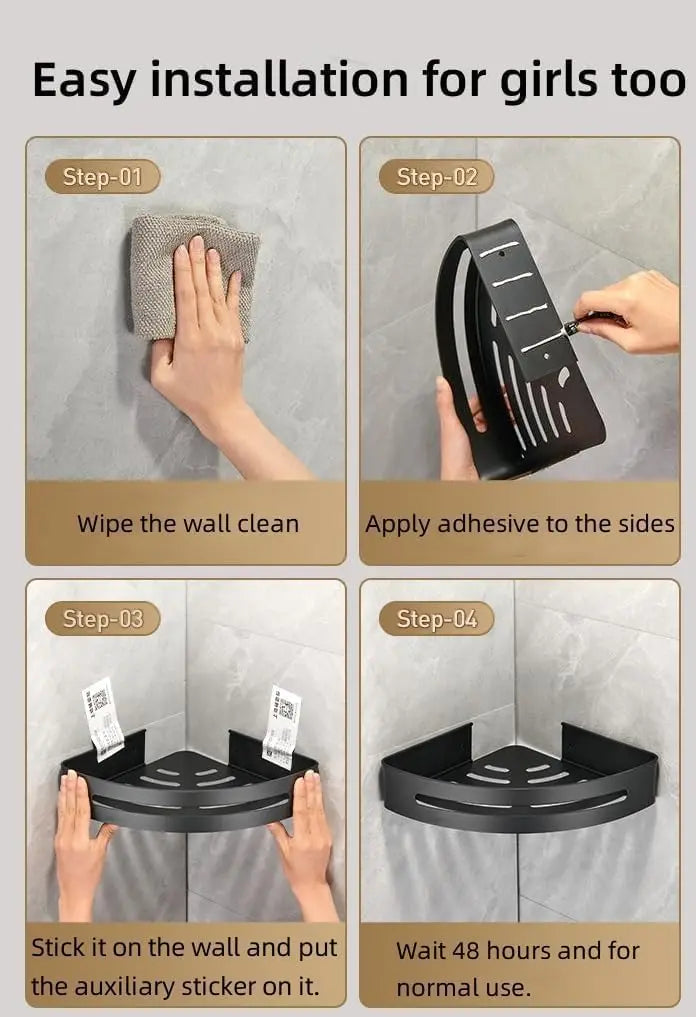 Triangle Adhesive Shower Caddy Set For Corner Showers