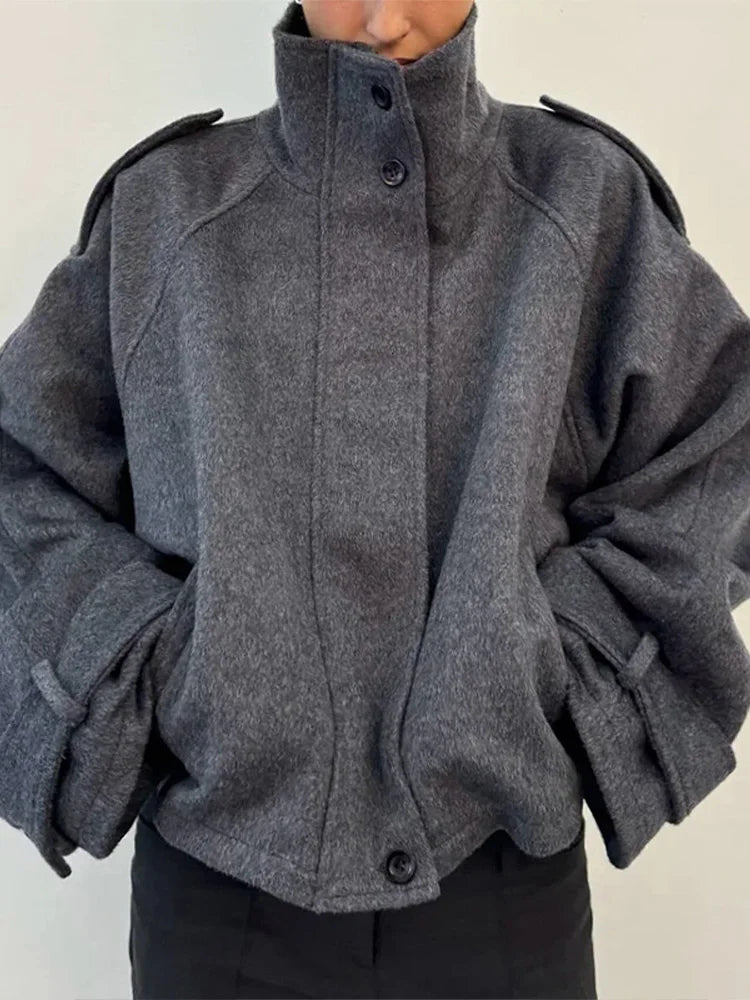 Fashion Oversize Lapel Suit Jacket Women Casual Single Button Pockets Female Coat 2025 Summer New Half Sleeve Jackets Streetwear