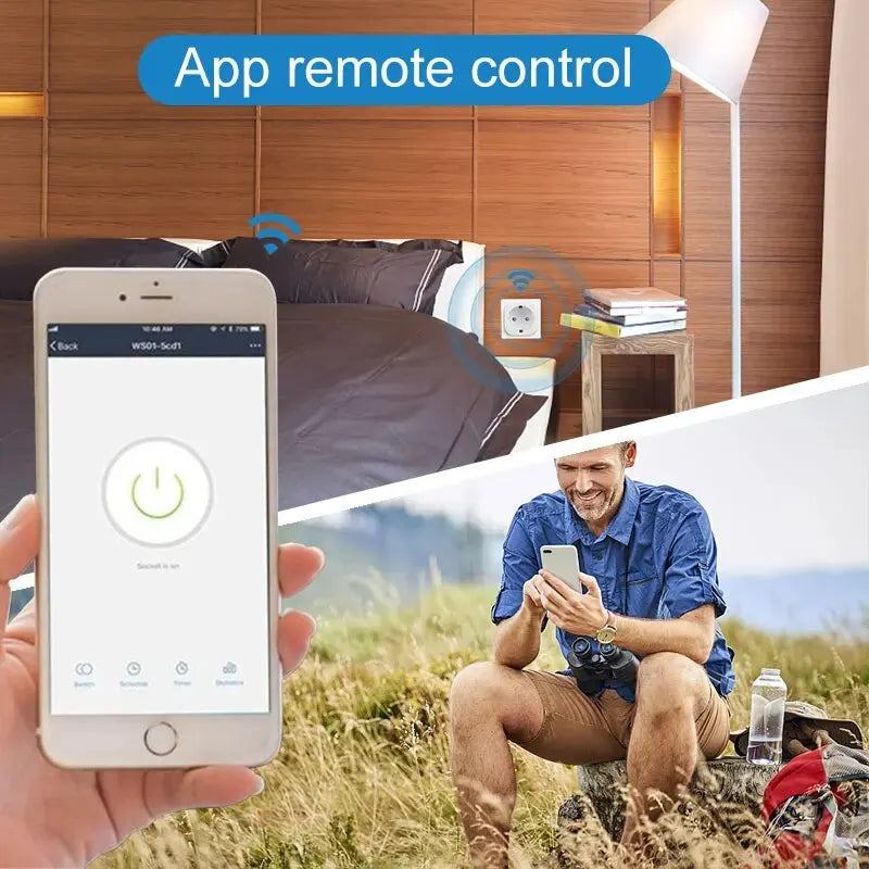 Tuya 20A Smart Plug WiFi Socket EU with Power Monitoring Timing Function Smart Socket Works with Alexa,Google Home,Smart Life