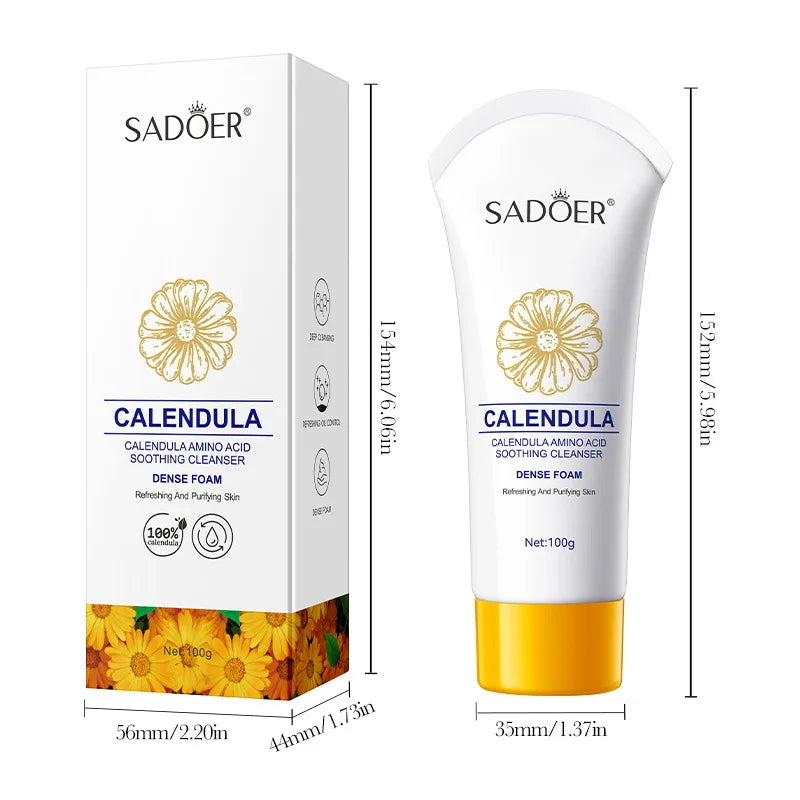 SADOER Gold Marigold Facial Cleanser Moisturizing Oil Control Anti Acne Deep Cleansing Anti-aigng Face Wash Foam Facial Cleanser