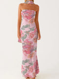 Women Long Bodycon Dress With Scarf Tube Maxi Dress Sexy Summer Strapless Dresses Off Shoulder Sundress Evening Vestidos