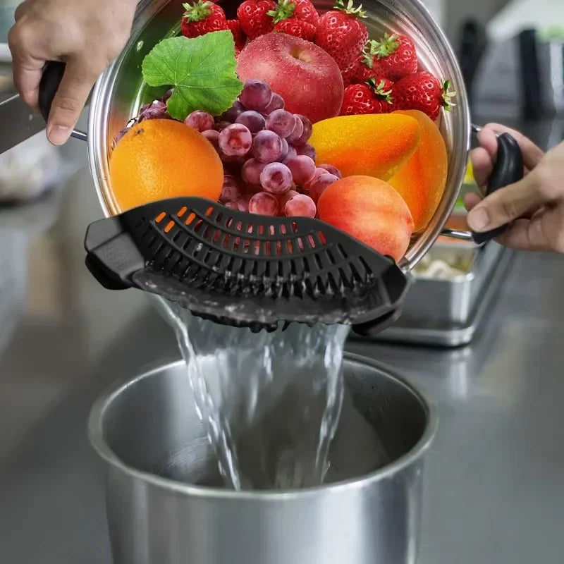 Adjustable Silicone Clip-On Strainer for Pots, Pans, Bowls