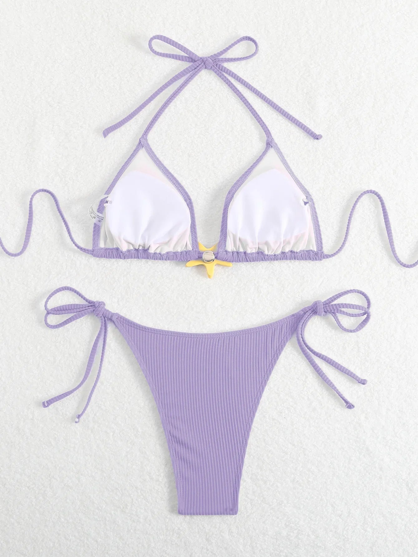 Sexy Black Micro Bikini 2025 Women Starfish Ornament Push Up Bra Tie Side Thong Swimsuit Summer Bathing Suit Holiday Swimwear