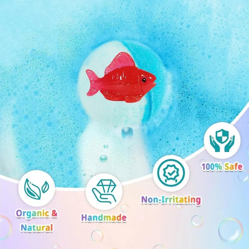 New 12PCS Ocean Toy Bath Salt Bombs, Bubble Bath Balls for Adults & Kids, Fun Educational Bath Toys Party Favor Set