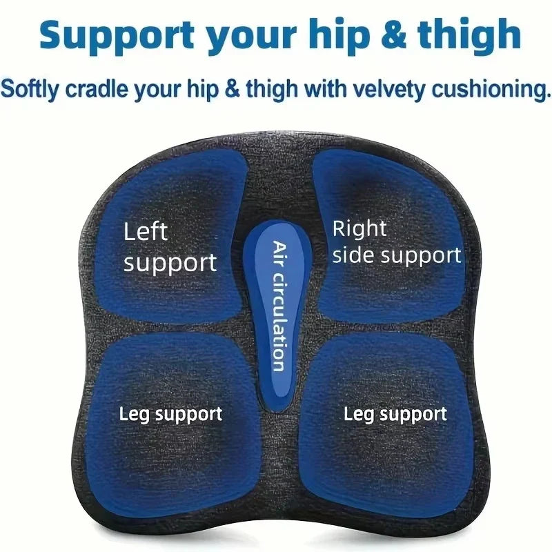 1pc Memory Foam Seat Cushion - 3D Ergonomic Support| Light Green & Grey, Washable Polyester, Car/Office Essentials Home Decor