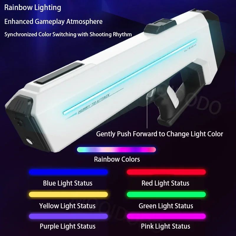 Electric Water Gun Toy With LED Light Powerful Automatic Water Pistol Continuous Shooting Pool Beach Outdoor Toys For Boys Adult