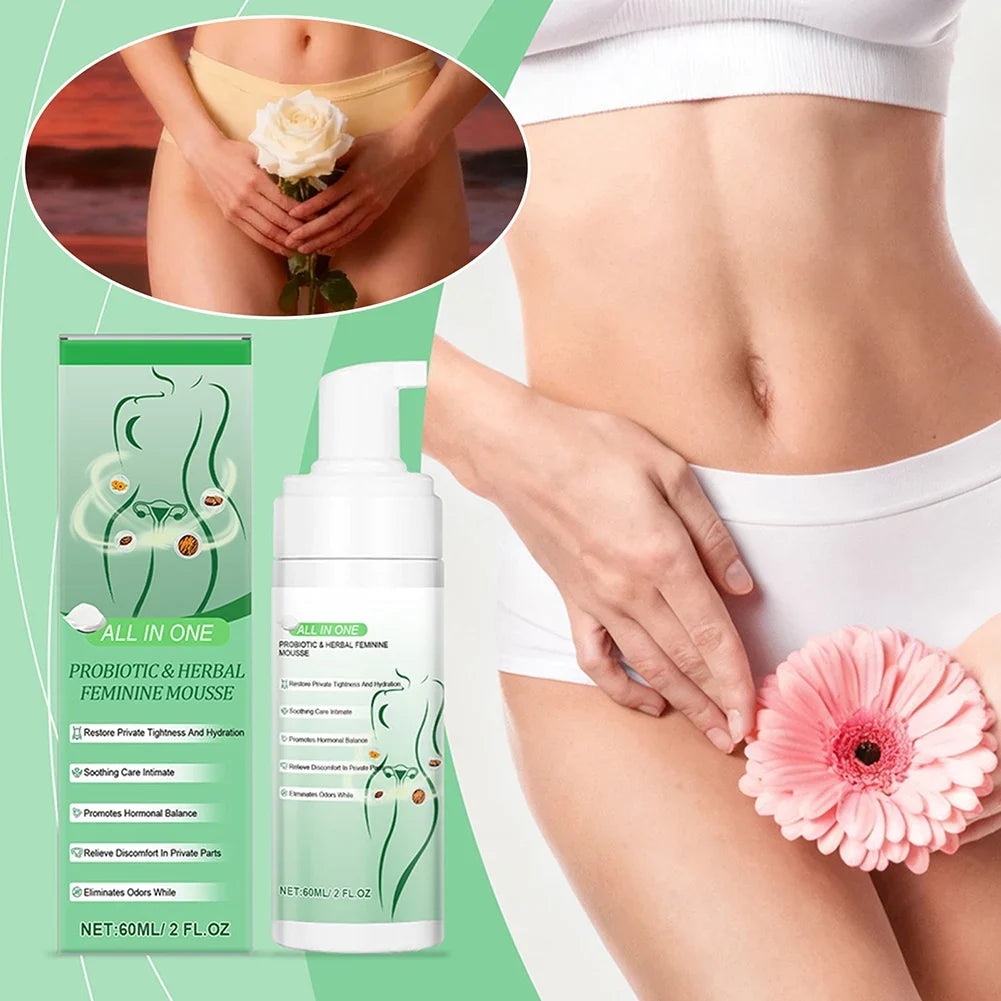 60ml Probiotics Herbal Female Intimate Hygiene Mousse Gentle Daily Wash Ph Balanced Gentle Daily Cleanse Comfort Irritation-Free