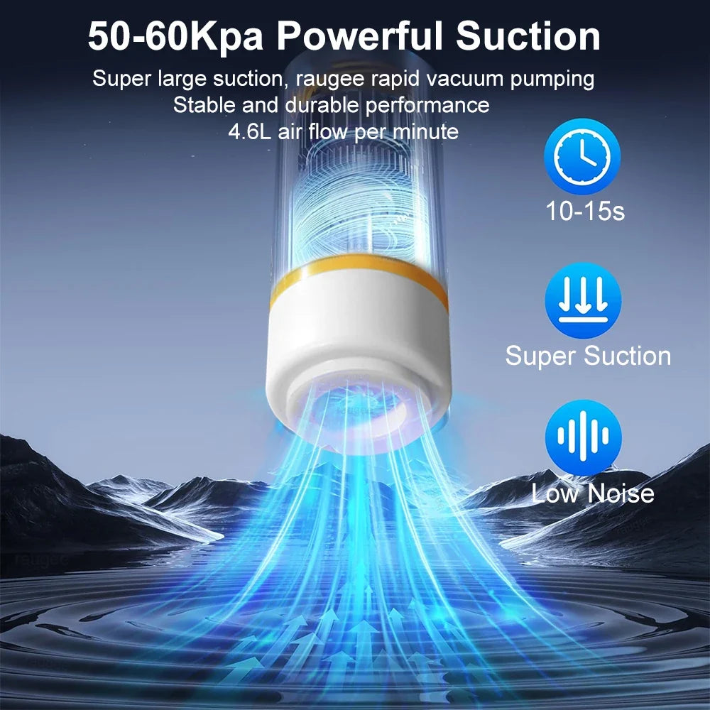 Electric Air Pump Handheld Automatic Air Pump Food Fresh-Keeping Rechargeable Vacuum Sealer with BPA-Free Vacuum Packaging Bag