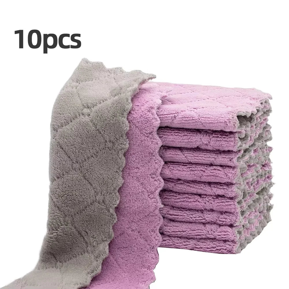 Soft Absorbent Cleaning Rags 10 Pack Reusable Dishcloths Quick Drying