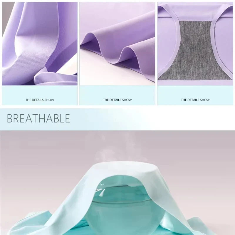 9 Pcs Seamless Ice Silk Panties for Women Breathable Soft Comfort, Solid Color Teen Girls Panty, One-Piece Design