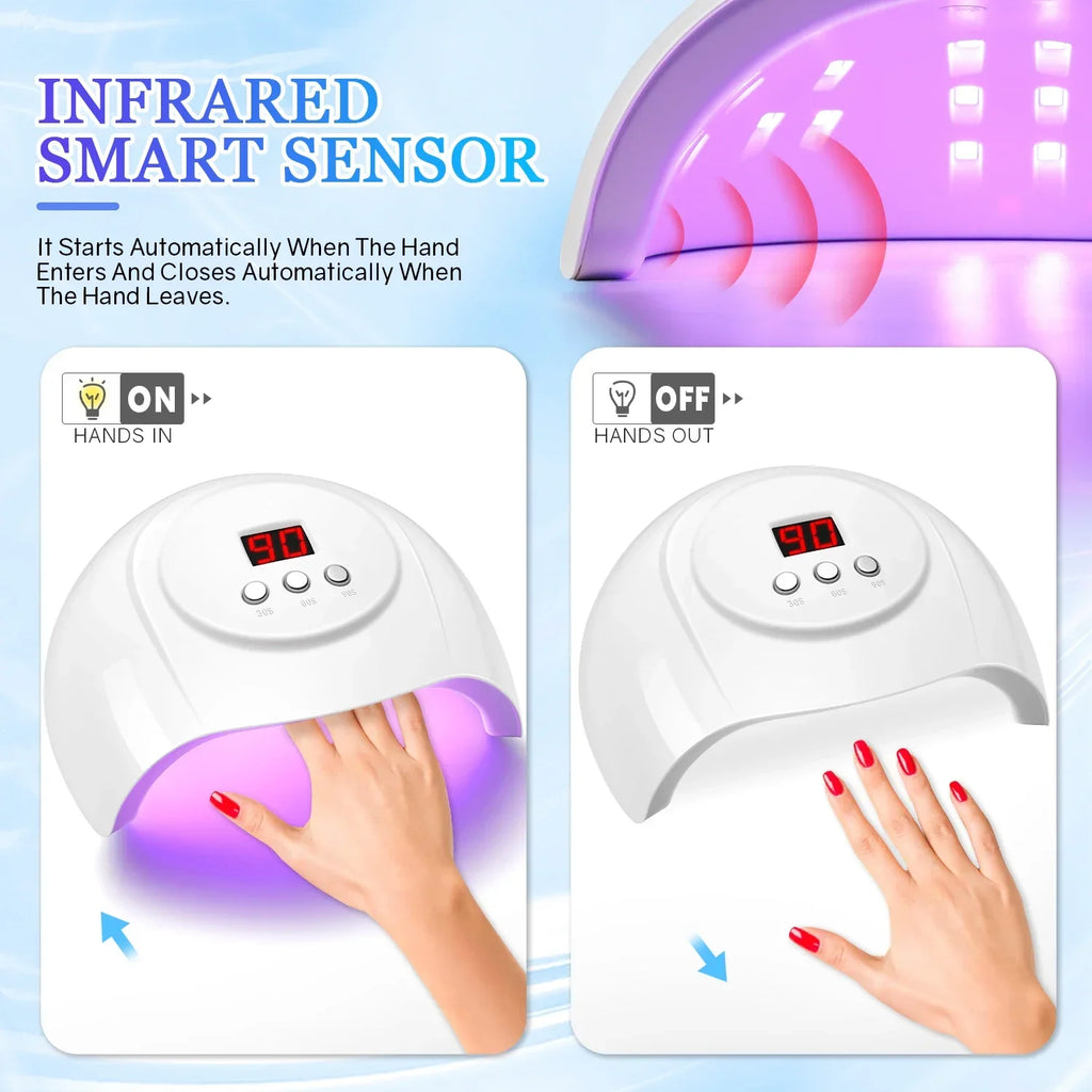 72W UV LED Nail Lamp 24 LEDs Nail Dryer with Infrared Sensor Quick-drying Manicure Lamp UV Cabin for Nail Salon Nail Art Tools