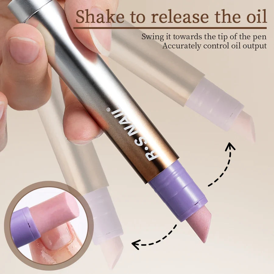 RSNAIL 3-in-1 Cuticle Oil Pen with Ceramic Nail Pusher for Hangnails Dry & Damaged Nails -Nail Care Pen for Repair & Nourishment
