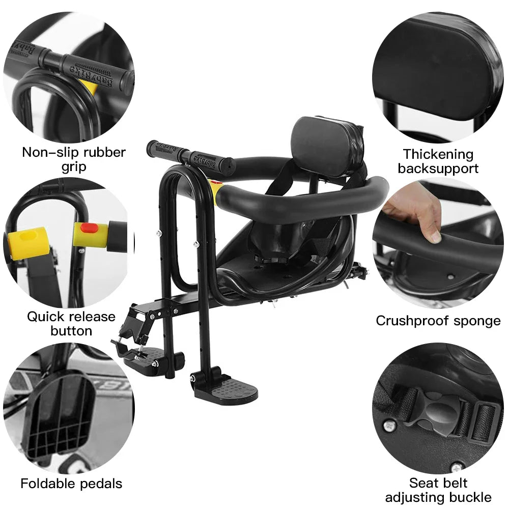 Lixada Front Child Bicycle Seat With Pedals And Support