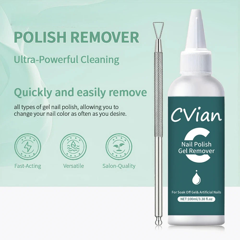 Gel Nail Polish Remover kit, 100ml/3.3oz Soak-Off Gel Nail Polish Remover - Effectively and Easily Removes Gel Nail Polish