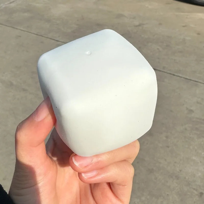 Squishy Milk White Tofu Toy | Cute Square Sensory Stress Relief Fidget