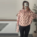 Casual Polka Dot Drawstring Jacket Women Lace Up Stand Collar Full Sleeve Single Breast Jacket 2026 Spring Lady Commute Coat New