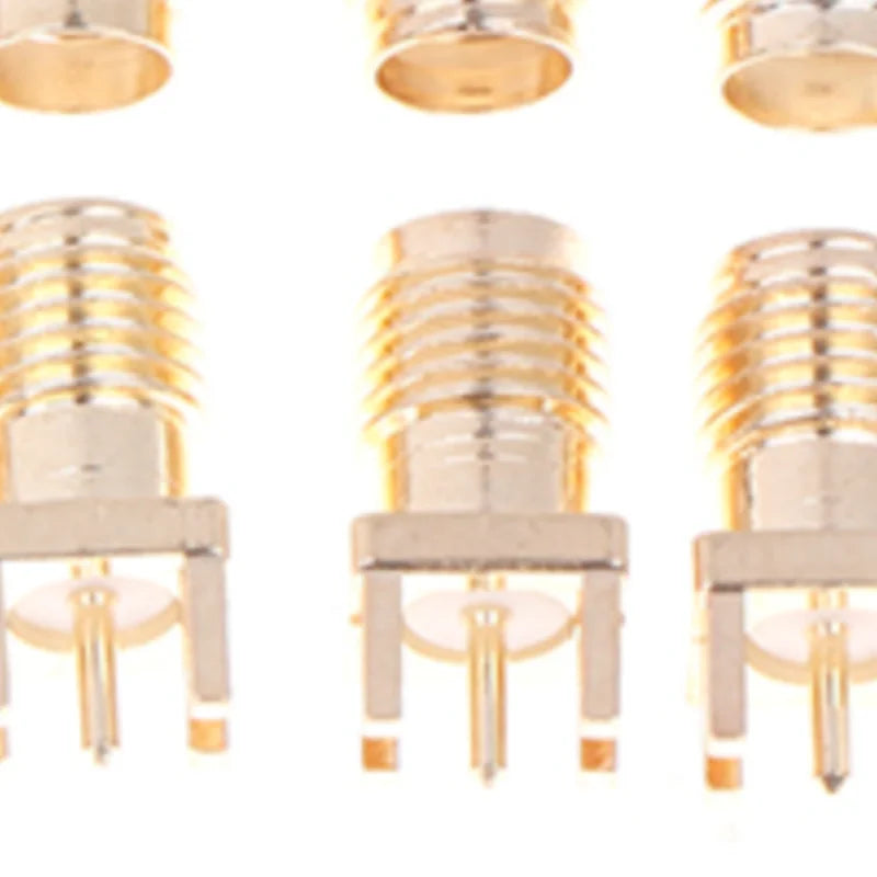 SMA Female Jack PCB Edge Mount Solder Adapter Connector | 10-Pack Gold Plated RF Coaxial