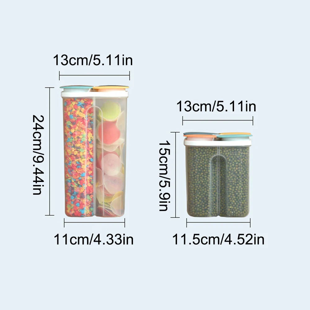 1PC Four Grains And Grains Transparent Storage Crisper Kitchen Supplies Moisture-Proof Sealed Compartmented Open Lid Jar