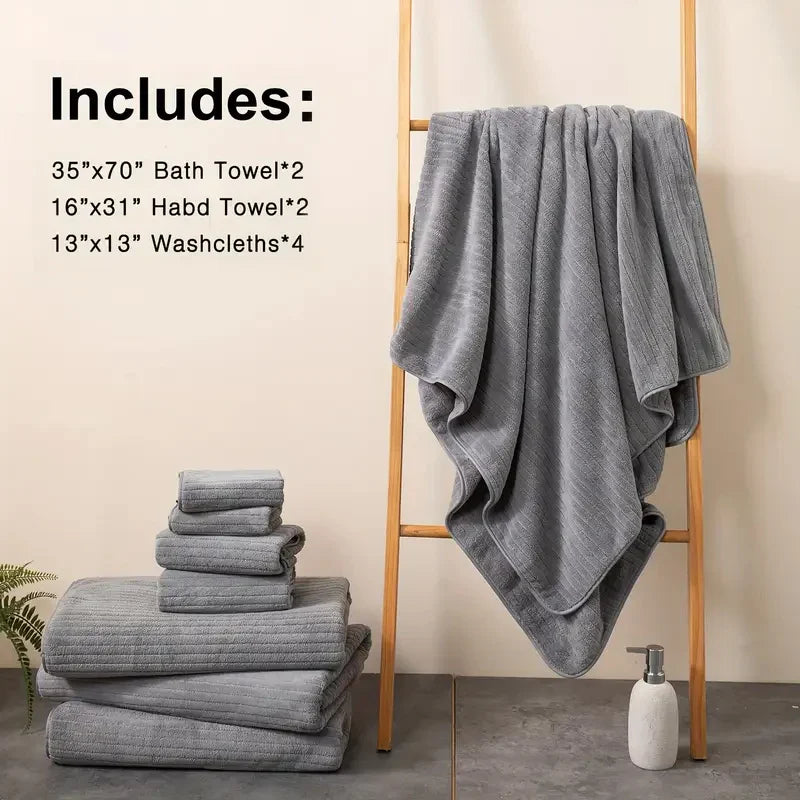 Bath Towel Set 8 Piece Absorbent Quick Dry Towels Daily