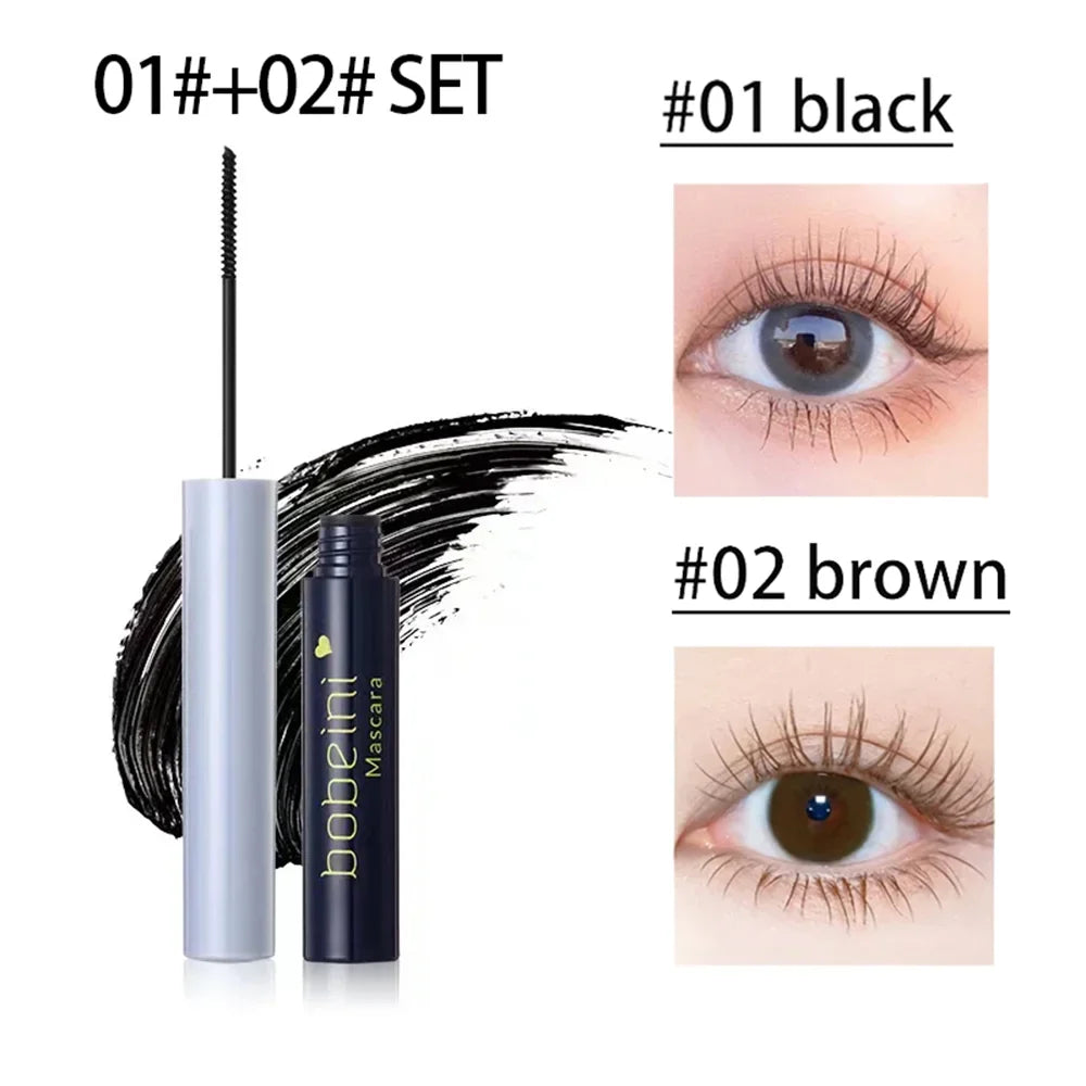 Silk Fiber Curling Mascara, Ultra-Fine Brush, Lengthening & Volumizing, Waterproof, Smudge-Proof, Long-Lasting, Unisex, Eye Safe