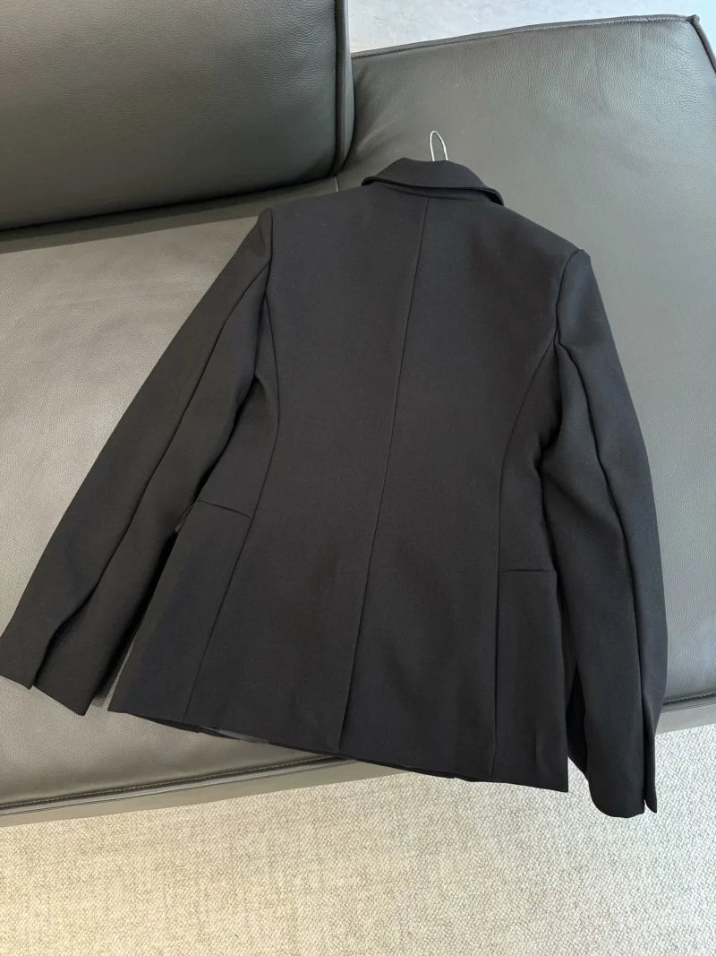 ZW Series Shoulder Padded Slim Fit Suit Jacket for Women ETJ 2025 New Collection with Waist Cinching Design  Casual Suit Jacket