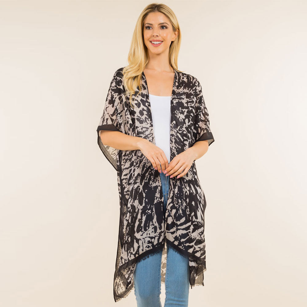 Lightweight Leopard Print Kimono Poncho