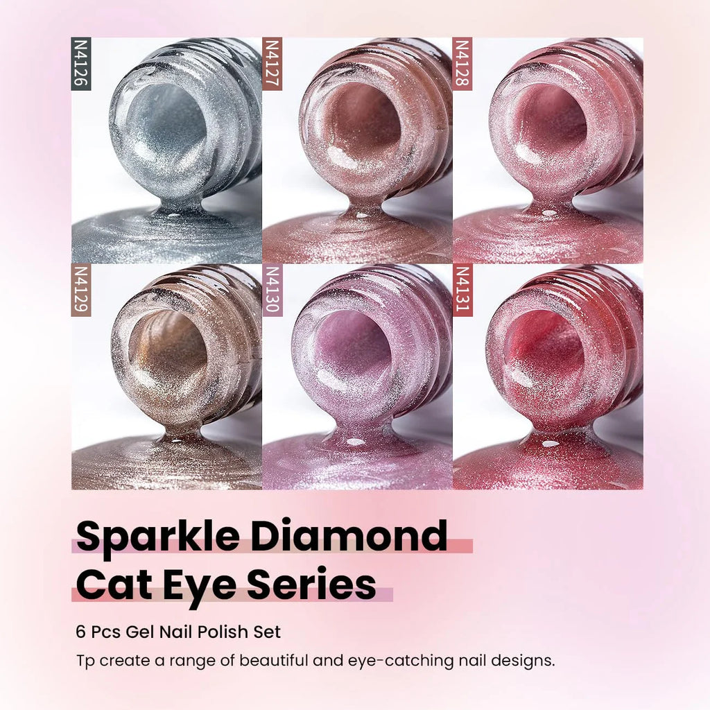 6pcs 7.5ml New Popular Reflective Cat's Eye Magnetic Nail Gel Semi Permanent Nail Art Soaking LED Nail Salon DIY Nail Salon Gel