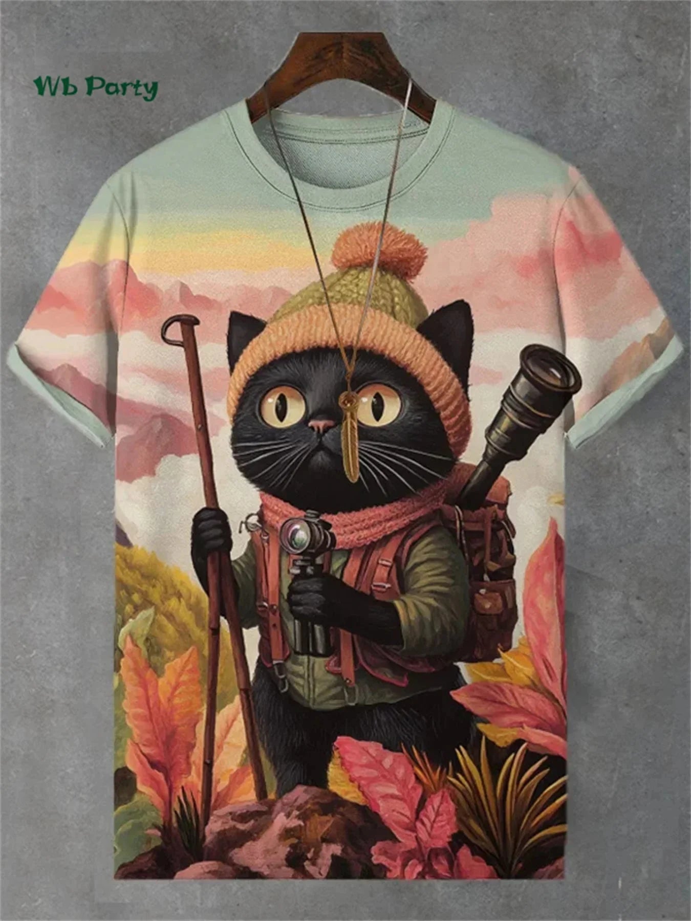 🐱 3D Travel Cat Print T-Shirt – Playful Summer Streetwear