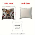Charming Christmas Reindeer 18x18 Inch Throw Pillow Cover - Soft Short Plush with Zipper Closure for Bedroom & Living Room Decor
