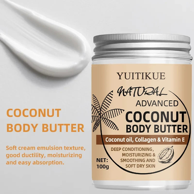 Advanced Coconut Body Butter 100g - Creamy Texture for Easy Absorption, Deeply Moisturizes & Smooths Dry Skin