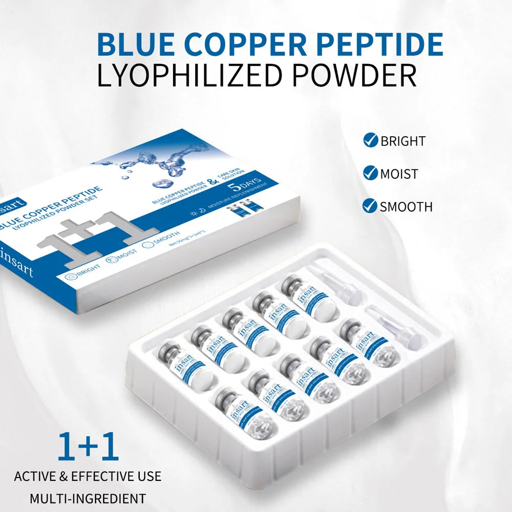 Blue Copper Peptide Lyophilized Powder Set Moisturzing Whitening Face Serum Anti Wrinkle Smooth Tender SkinCare Brighten Essence