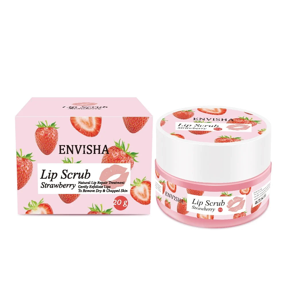 ENVISHA Strawberry Lip Care Scrub Lip Balm Sugar Cream Exfoliating Moisturizing Nourish Repair Cleft Fine Lines Smooth Skin Care