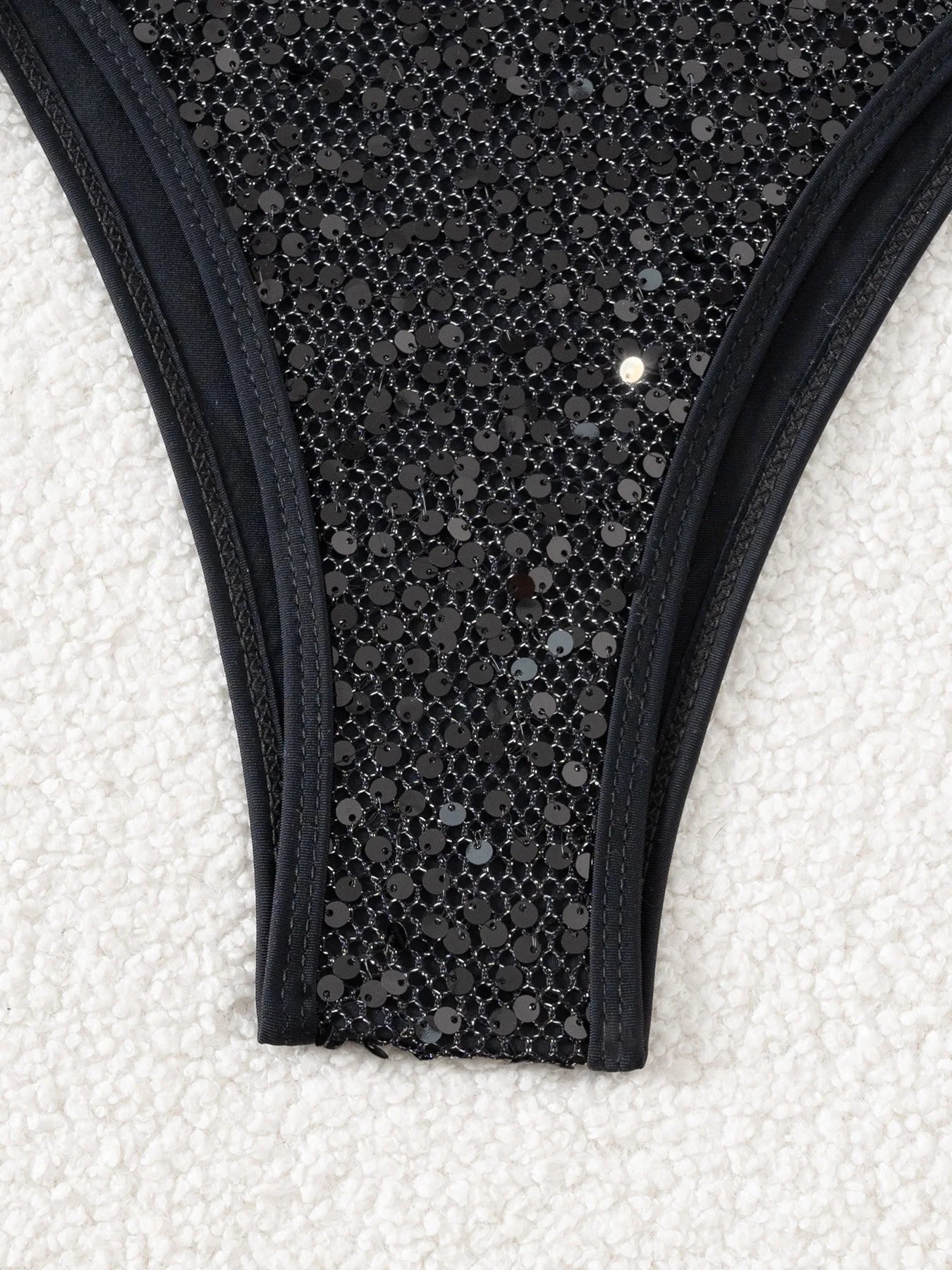 Shiny Sequin Pink Black Bikini Women Sexy Mesh Push Up Bra Tie Side Thong Swimsuit 2026 Brazilian Beach  Bathing Suit Swimwear