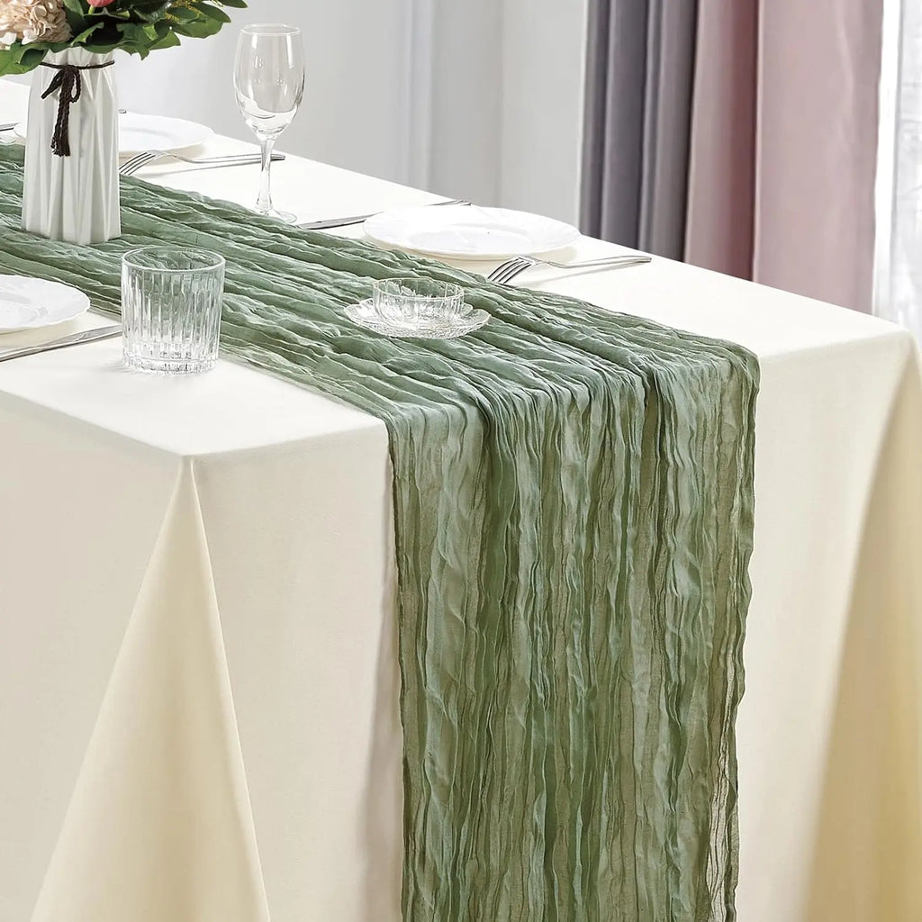 6pcs Cheesecloth Table Runner Boho Gauze Table Runner 40x270cm for Wedding Bridal Shower Birthday Party