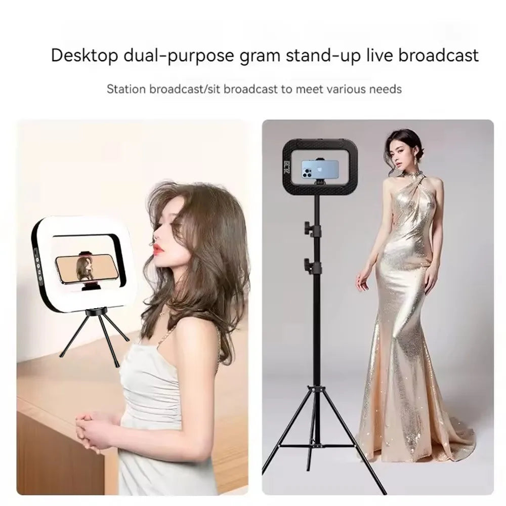 Roreta New Handheld Ring LED Rechargeable Portable Mobile Phone Live Broadcast Photography Desktop Rabbit Cage Selfie fill Light