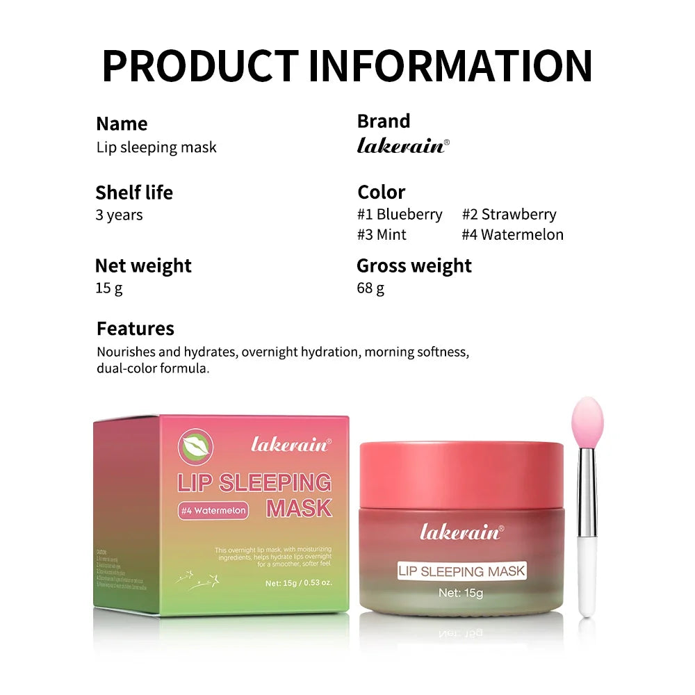 Lakerain Nourishing Dual-color Sleeping Lip Mask Reducing Lip Lines Moisturizing Repairing Removing Dead Skin Lip Mask Women Men