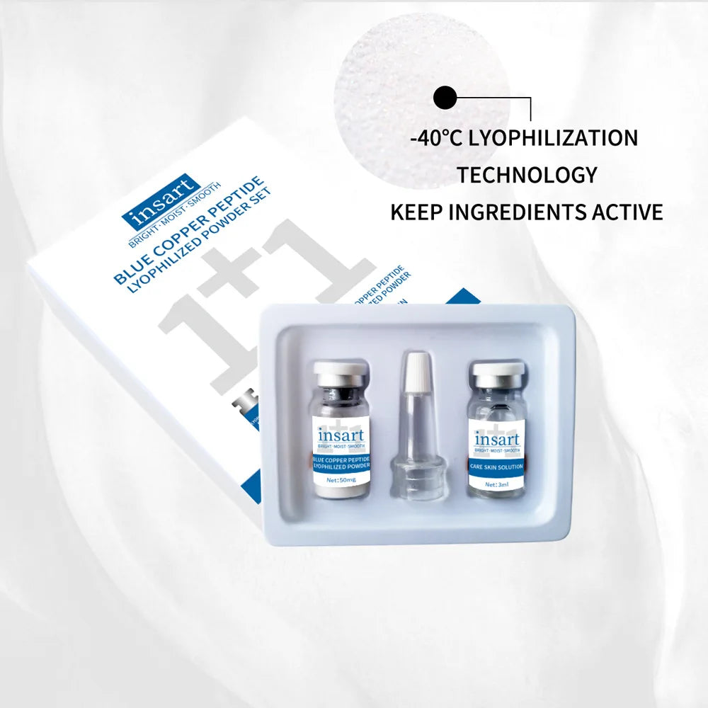 Blue Copper Peptide Lyophilized Powder Set Moisturzing Whitening Face Serum Anti Wrinkle Smooth Tender SkinCare Brighten Essence